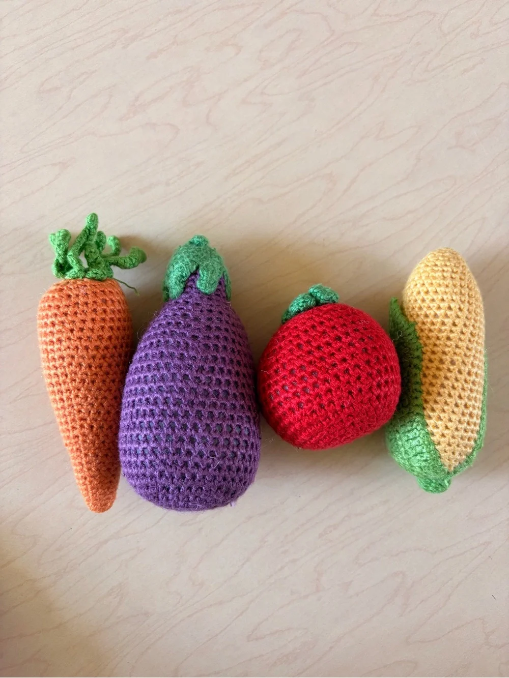 Cheengoo Organic Bamboo Crocheted Vegetable Toy Rattle Set- Washable
